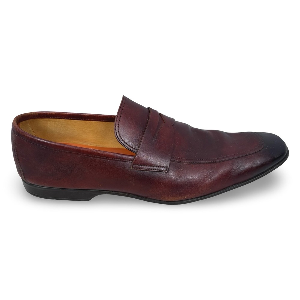 Magnanni Mens Burgundy Brown Leather Penny Loafers Square Toe Portugal 9.5 M